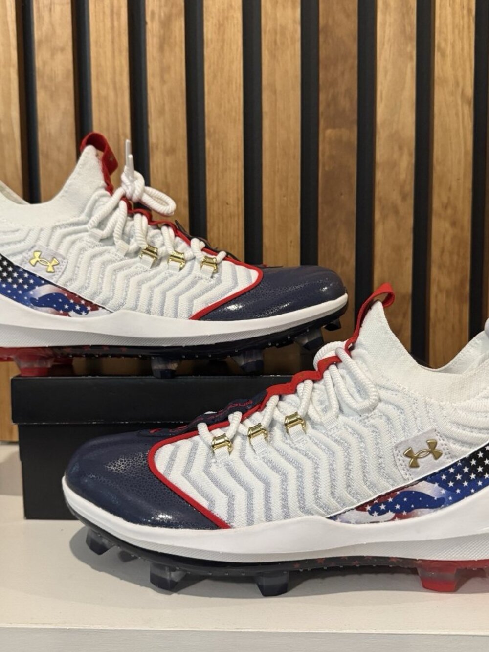 SIZE 12 - Under Armour Harper 9 Pro TPU USA Red Blue 3027439-100 Baseball Cleats